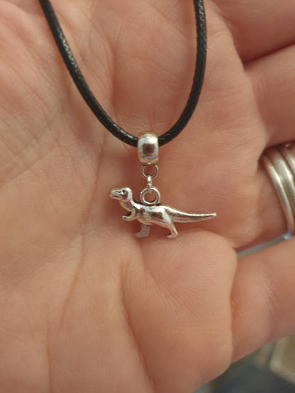 T Rex Dinosaur Charm Necklace Silver Plated Or Waxed Cord Variable Lengths, Gift Packaged - Premium  from Etsy - Just £5.49! Shop now at Uniquely Holt