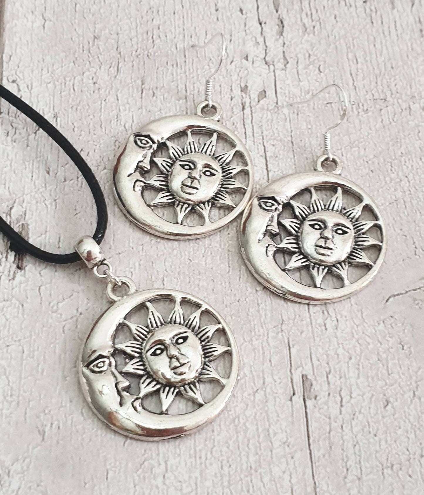 Handmade Antique Silver Moon Charm Jewellery Set, Dangly Earring And Necklace Set In Gift Bag - Premium  from Etsy - Just £8.99! Shop now at Uniquely Holt
