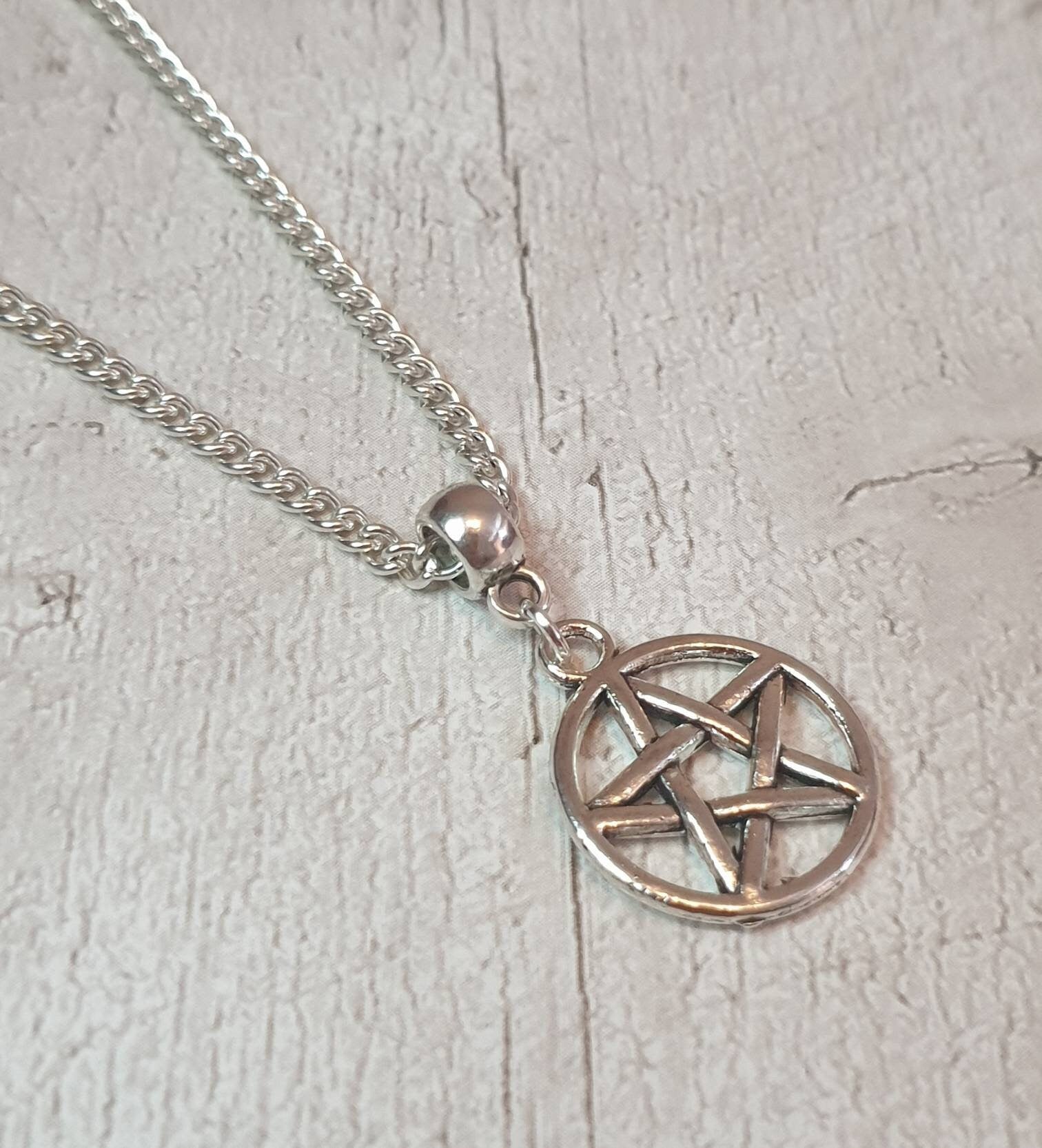 Handmade Antique Silver Pentagram Charm Necklace Silver Plated Or Waxed Cord Variable Lengths, Gift Packaged - Premium  from Etsy - Just £5.49! Shop now at Uniquely Holt