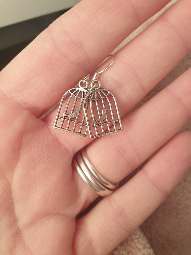 Handmade Antique Silver Bird Cage Charm Dangly, Charm Earrings In Gift Bag, Stocking Filler, For Her - Premium  from Etsy - Just £4.99! Shop now at Uniquely Holt