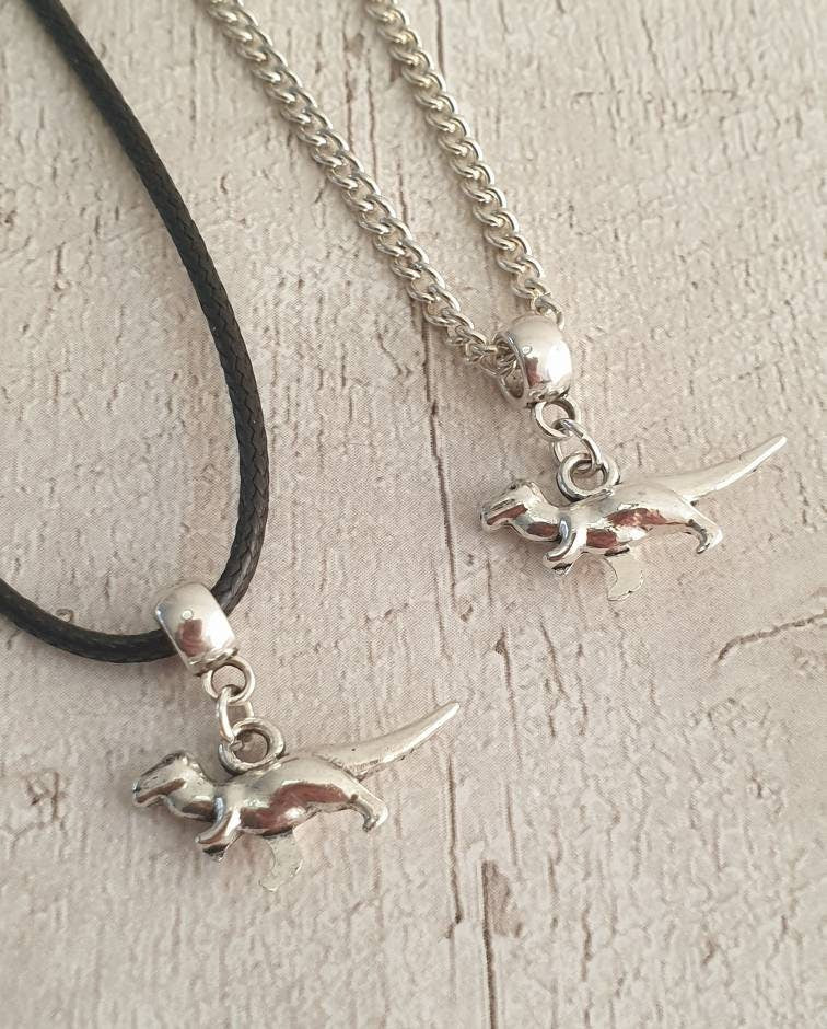 Handmade Antique Silver T Rex Dinosaur Charm Necklace Silver Plated Or Waxed Cord Variable Lengths, Gift Packaged - Premium  from Etsy - Just £5.49! Shop now at Uniquely Holt
