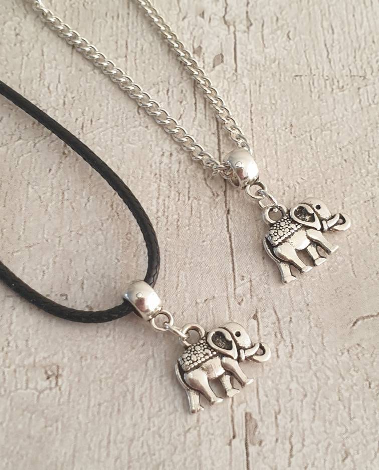 Handmade Antique Silver Elephant Charm Necklace Silver Plated Or Waxed Cord Variable Lengths, Gift Packaged - Premium  from Etsy - Just £5.49! Shop now at Uniquely Holt