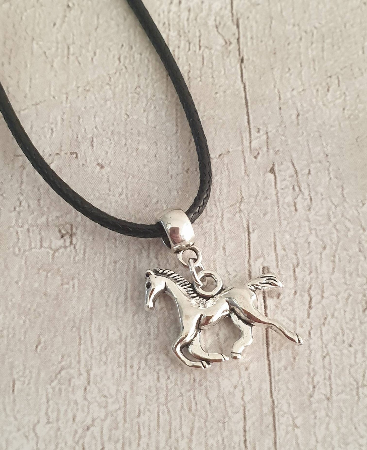Handmade Antique Silver Horse Charm Necklace Silver Plated Or Waxed Cord Variable Lengths, Gift Packaged - Premium  from Etsy - Just £5.49! Shop now at Uniquely Holt