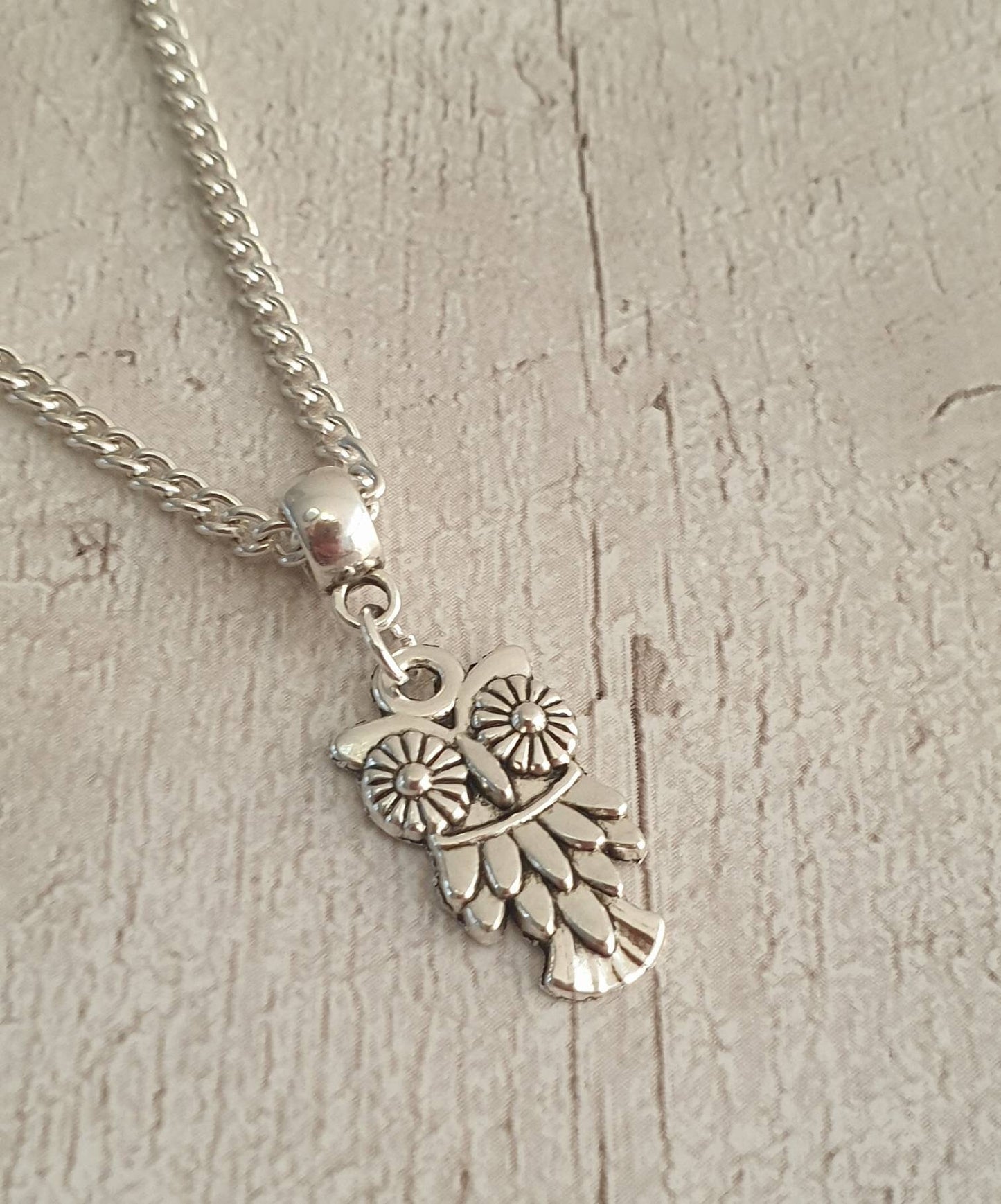 Handmade Antique Silver Owl Charm Necklace Silver Plated Or Waxed Cord Variable Lengths, Gift Packaged - Premium  from Etsy - Just £5.49! Shop now at Uniquely Holt