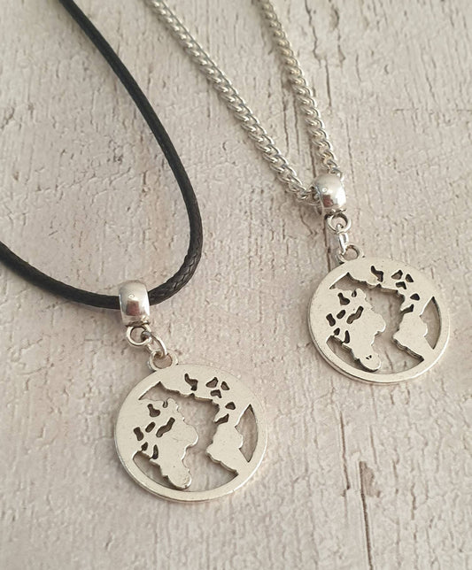 World Earth Planet Charm Necklace Silver Plated Or Waxed Cord Variable Lengths, Gift Packaged - Premium  from Etsy - Just £5.49! Shop now at Uniquely Holt