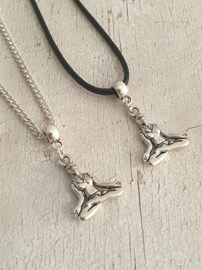 Yoga Lady Charm Necklace Silver Plated Or Waxed Cord Variable Lengths, Gift Packaged, Meditation - Premium  from Etsy - Just £5.49! Shop now at Uniquely Holt
