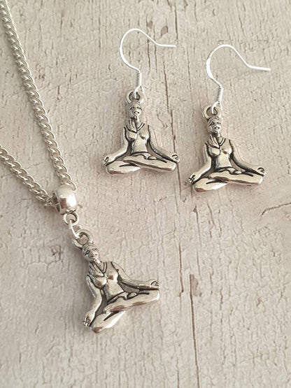 Yoga Lady Charm Necklace Silver Plated Or Waxed Cord Variable Lengths, Gift Packaged, Meditation - Premium  from Etsy - Just £5.49! Shop now at Uniquely Holt