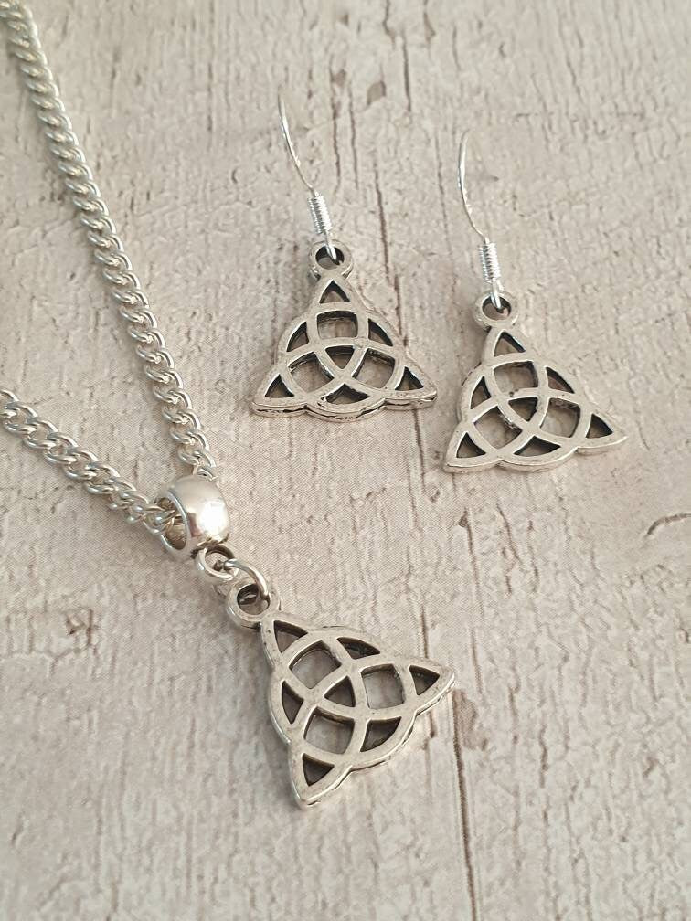 Celtic Charm Jewellery Set, Dangly Earring And Necklace Set In Gift Bag, Cord Or Chain Option - Premium  from Etsy - Just £8.99! Shop now at Uniquely Holt