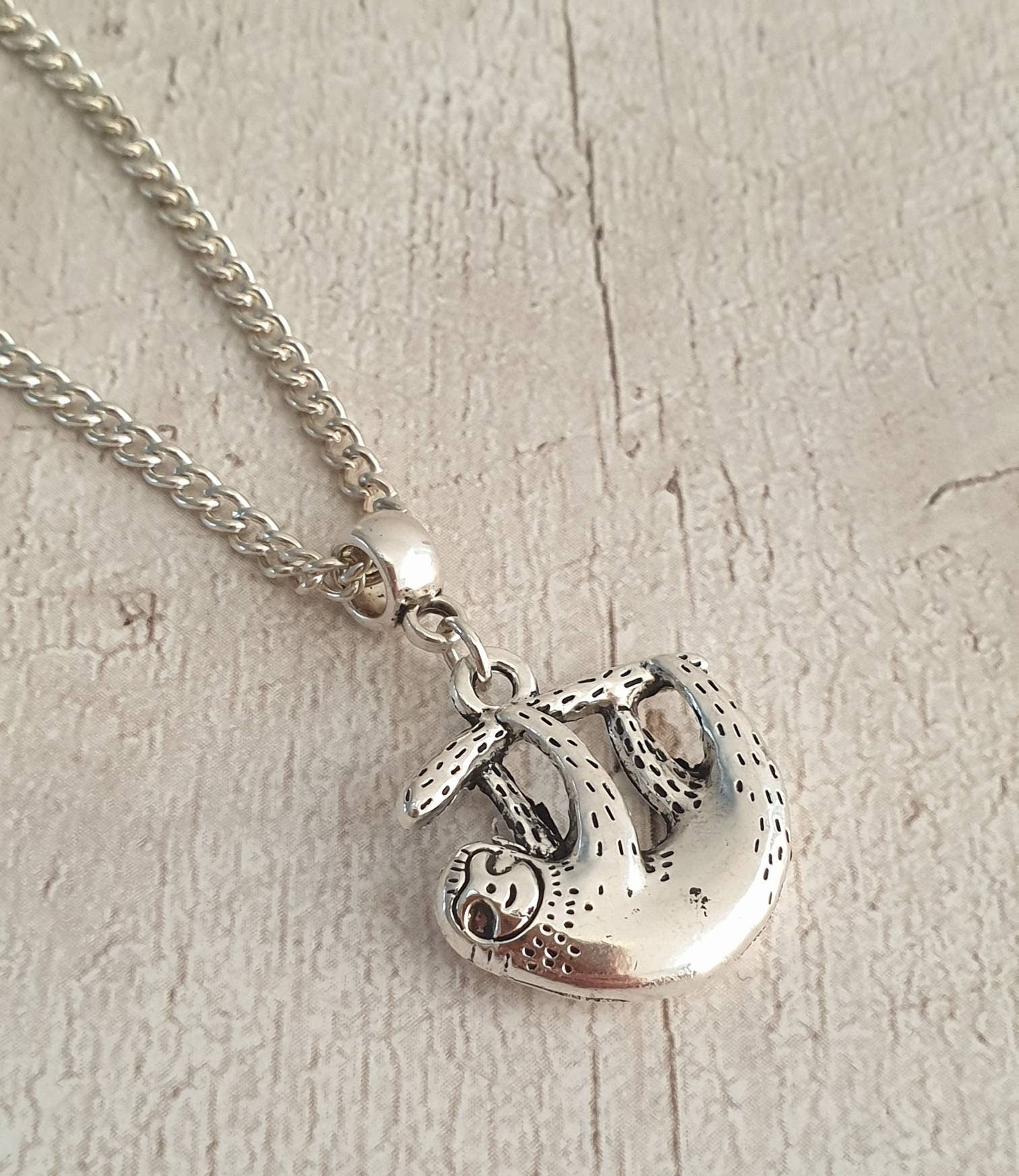 Handmade Antique Sloth Charm Necklace Silver Plated Or Waxed Cord Variable Lengths, Gift Packaged - Premium  from Etsy - Just £5.49! Shop now at Uniquely Holt