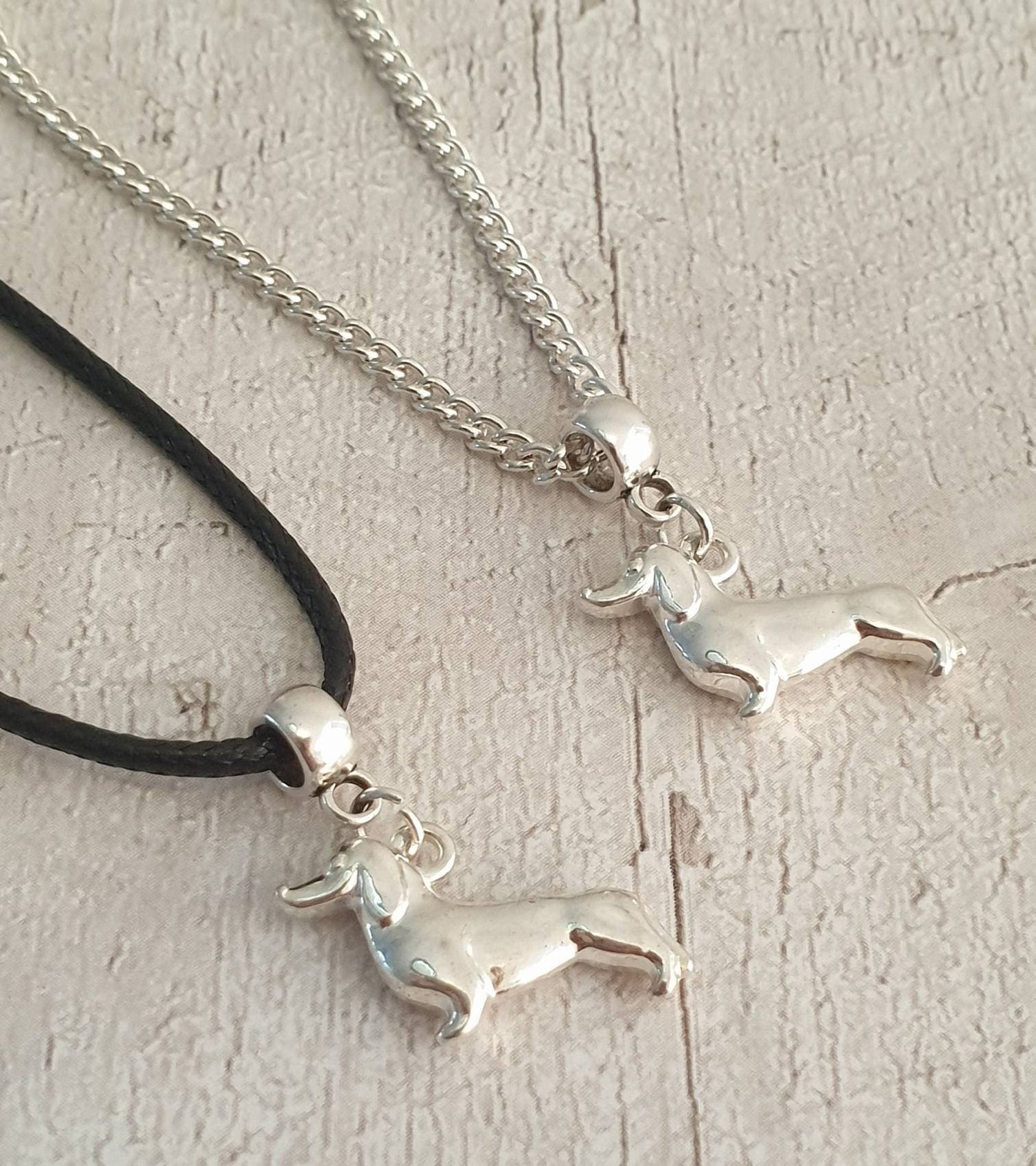 Dachshund Sausage Dog Charm Necklace Silver Plated Or Waxed Cord Variable Lengths, Gift Packaged - Premium  from Etsy - Just £5.49! Shop now at Uniquely Holt