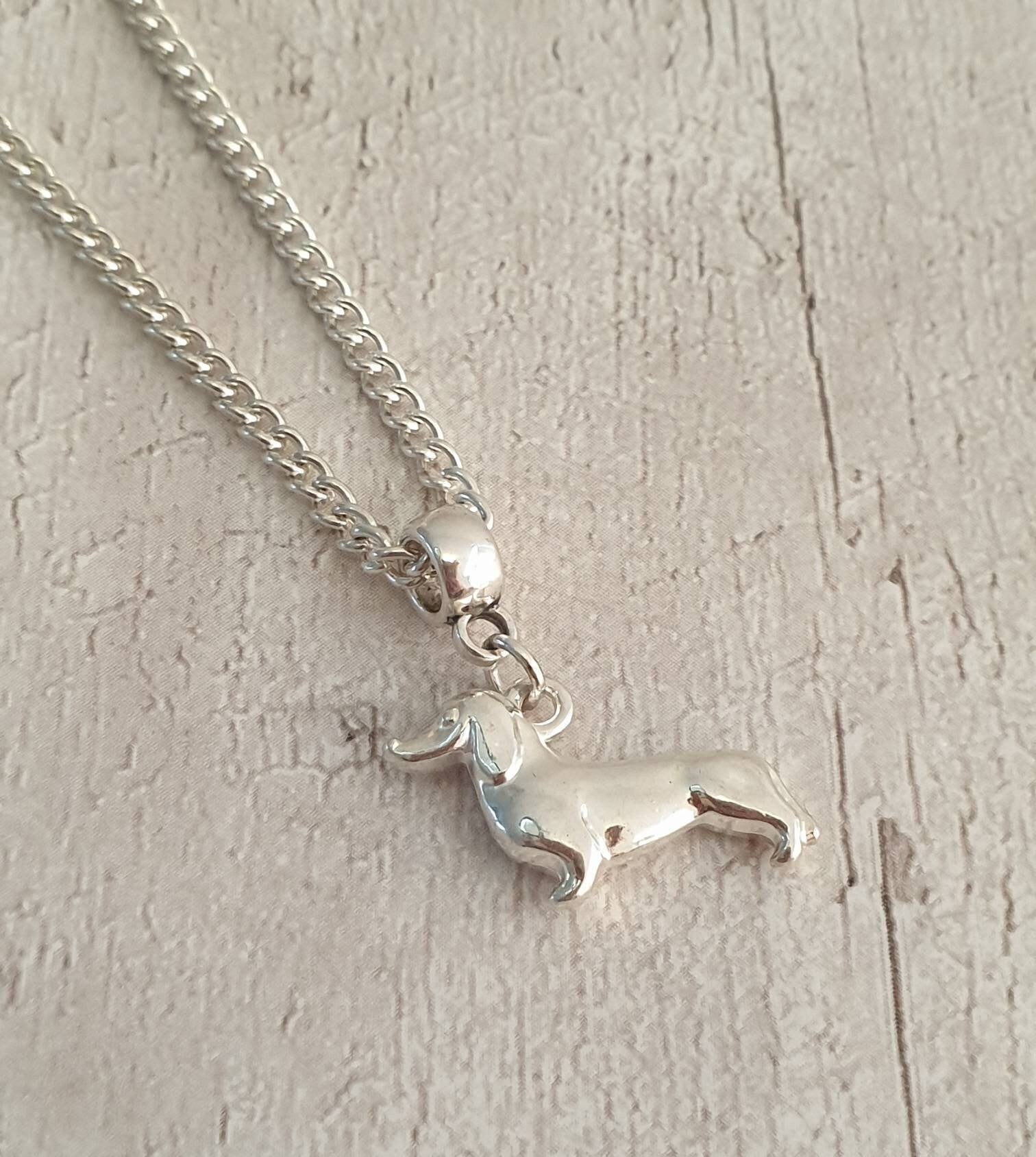 Handmade Antique Silver Dachshund Sausage Dog Charm Necklace Silver Plated Or Waxed Cord Variable Lengths, Gift Packaged - Premium  from Etsy - Just £5.49! Shop now at Uniquely Holt