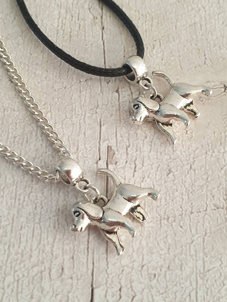 Handmade Antique Silver Dog Charm Necklace Silver Plated Or Waxed Cord Variable Lengths, Gift Packaged - Premium  from Etsy - Just £5.49! Shop now at Uniquely Holt