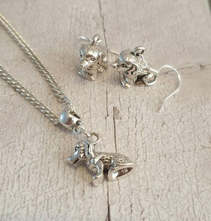 Dog Charm Jewellery Set, Dangly Earring And Necklace Set In Gift Bag, Cord And Chain Options - Premium  from Etsy - Just £8.99! Shop now at Uniquely Holt