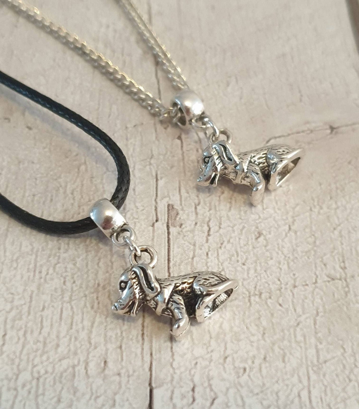 Handmade Antique Silver Dog Charm Necklace Silver Plated Or Waxed Cord Variable Lengths, Gift Packaged - Premium  from Etsy - Just £5.49! Shop now at Uniquely Holt