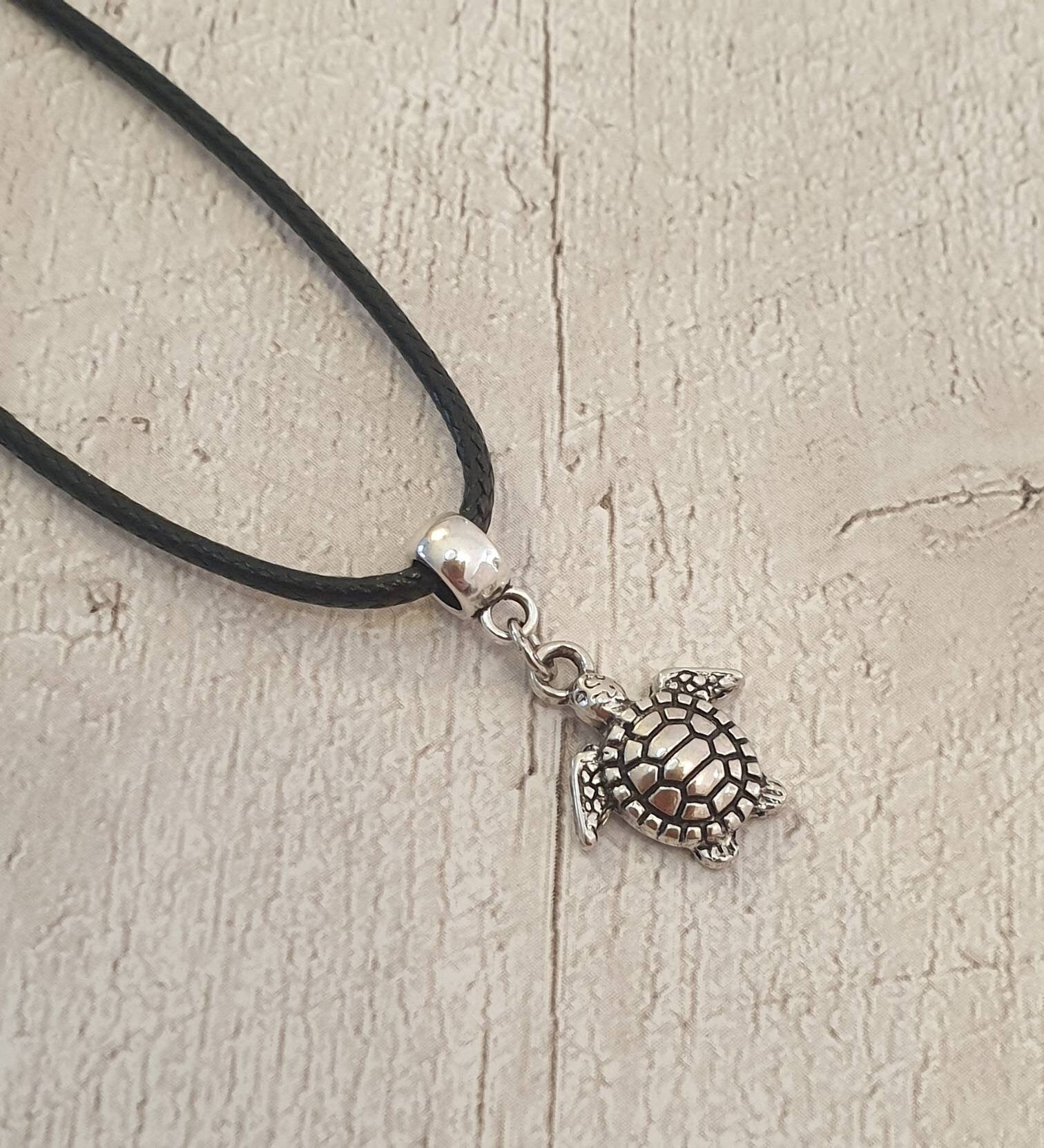 Handmade Antique Turtle Charm Necklace Silver Plated Or Waxed Cord Options, Variable Lengths, Gift Packaged, Sea Gifts - Premium  from Etsy - Just £5.49! Shop now at Uniquely Holt
