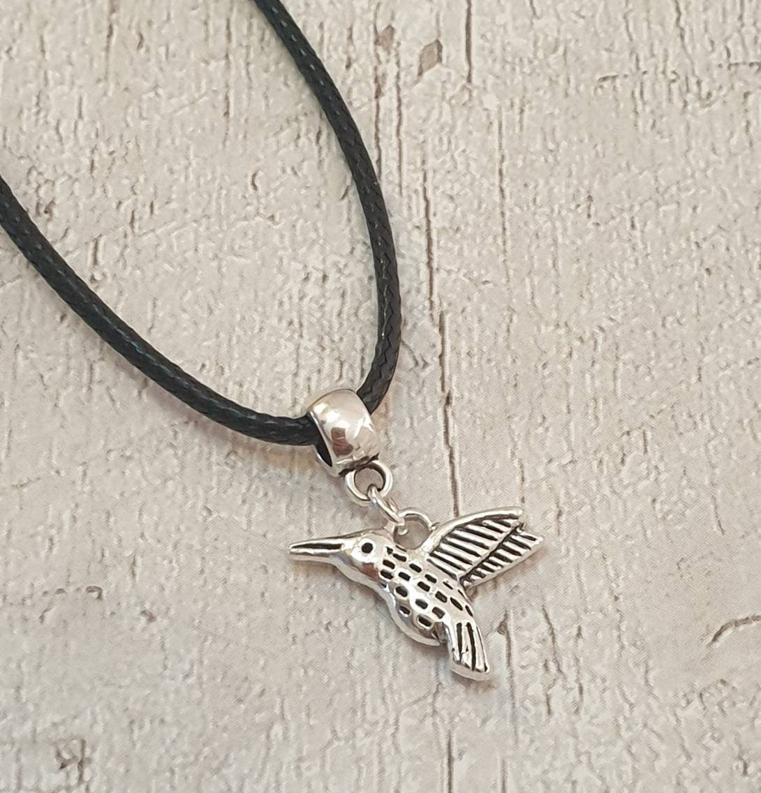 Handmade Antique Silver Humming Bird Charm Necklace Silver Plated Or Waxed Cord Variable Lengths, Gift Packaged, For Her, Nature - Premium  from Etsy - Just £5.49! Shop now at Uniquely Holt