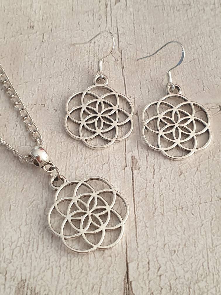 Handmade Antique Silver Circle Of Life Charm Jewellery Set, Dangly Earring And Necklace Set In Gift Bag, Cord Or Chain Options - Premium  from Etsy - Just £8.99! Shop now at Uniquely Holt