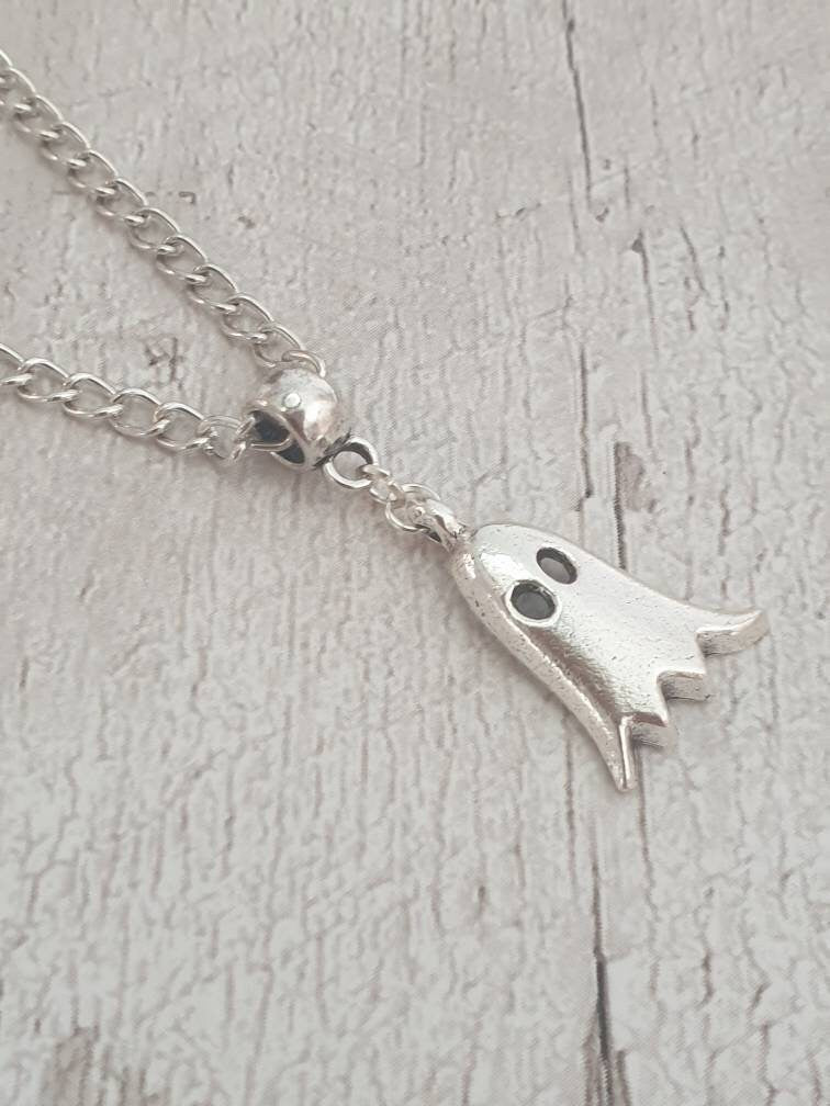 Handmade Antique Silver Ghost Charm Necklace Silver Plated Or Waxed Cord Variable Lengths, Gift Packaged, Spooky Halloween Gift - Premium  from Etsy - Just £5.49! Shop now at Uniquely Holt