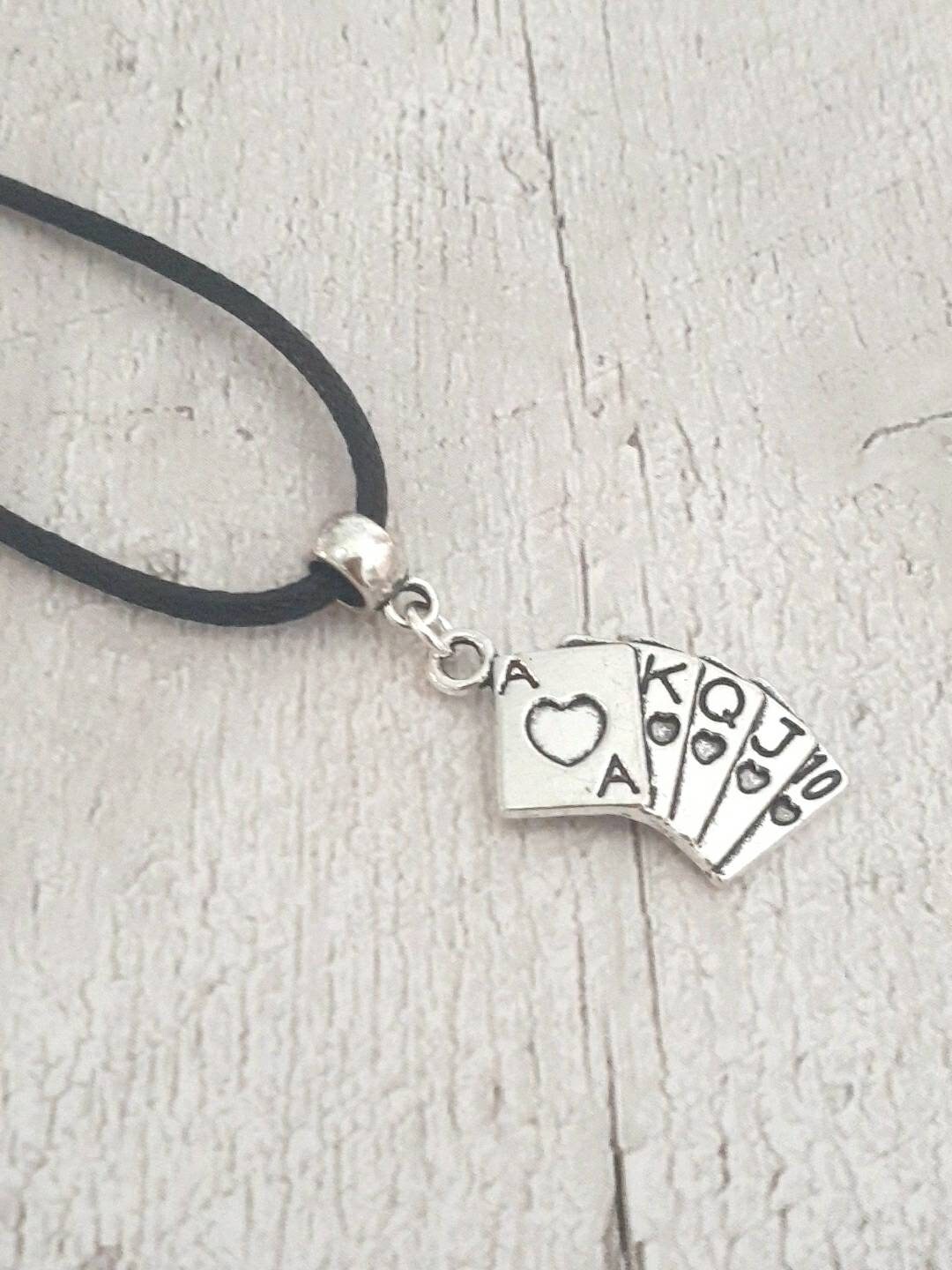 Handmade Antique Silver Playing Card Charm Necklace Silver Plated Or Waxed Cord Variable Lengths, Gift Packaged - Premium  from Etsy - Just £5.49! Shop now at Uniquely Holt