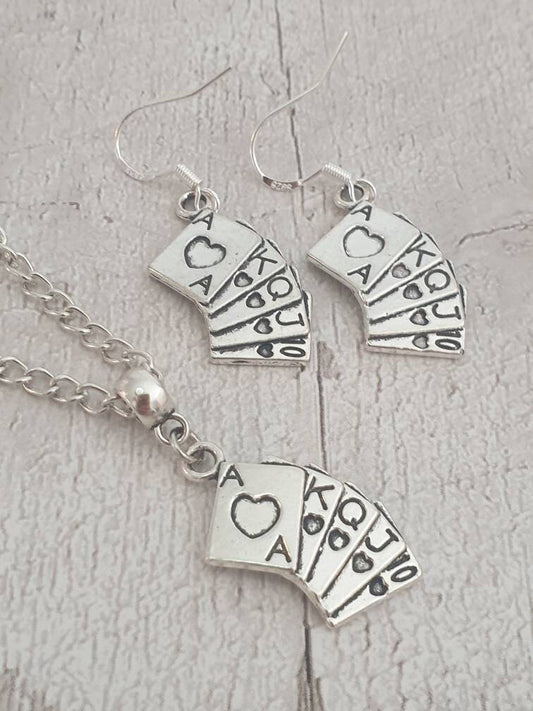 Playing Cards Charm Jewellery Set, Dangly Earring And Necklace Set In Gift Bag - Premium  from Etsy - Just £8.99! Shop now at Uniquely Holt