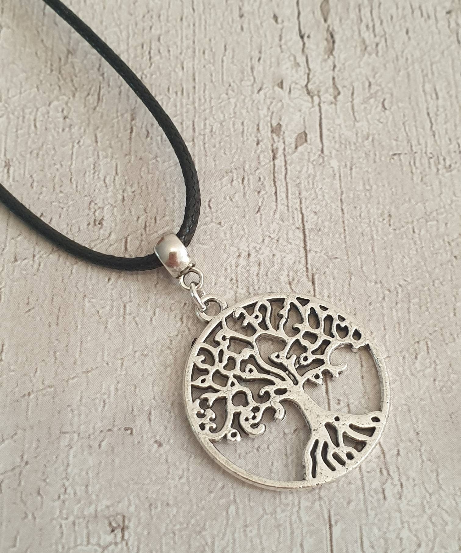 Handmade Antique Silver Tree Of Life Charm Necklace Silver Plated Or Waxed Cord Variable Lengths, Gift Packaged - Premium  from Etsy - Just £5.49! Shop now at Uniquely Holt
