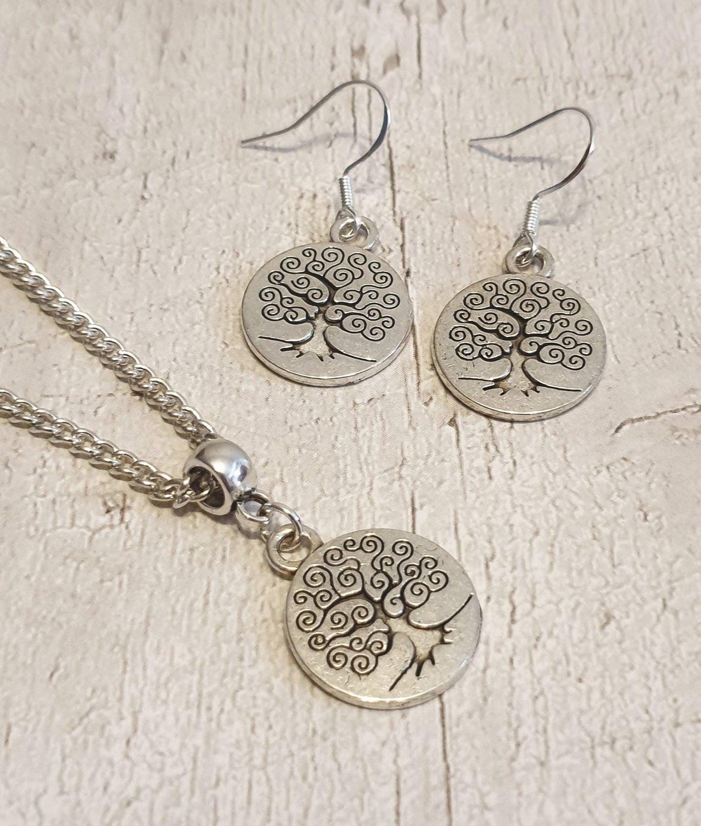 Handmade Antique Silver Tree Of Life Charm Jewellery Set, Dangly Earring And Necklace Set In Gift Bag - Premium  from Etsy - Just £8.99! Shop now at Uniquely Holt