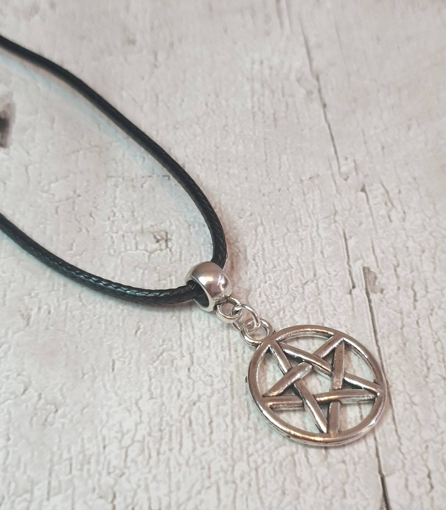 Handmade Antique Silver Pentagram Charm Necklace Silver Plated Or Waxed Cord Variable Lengths, Gift Packaged - Premium  from Etsy - Just £5.49! Shop now at Uniquely Holt