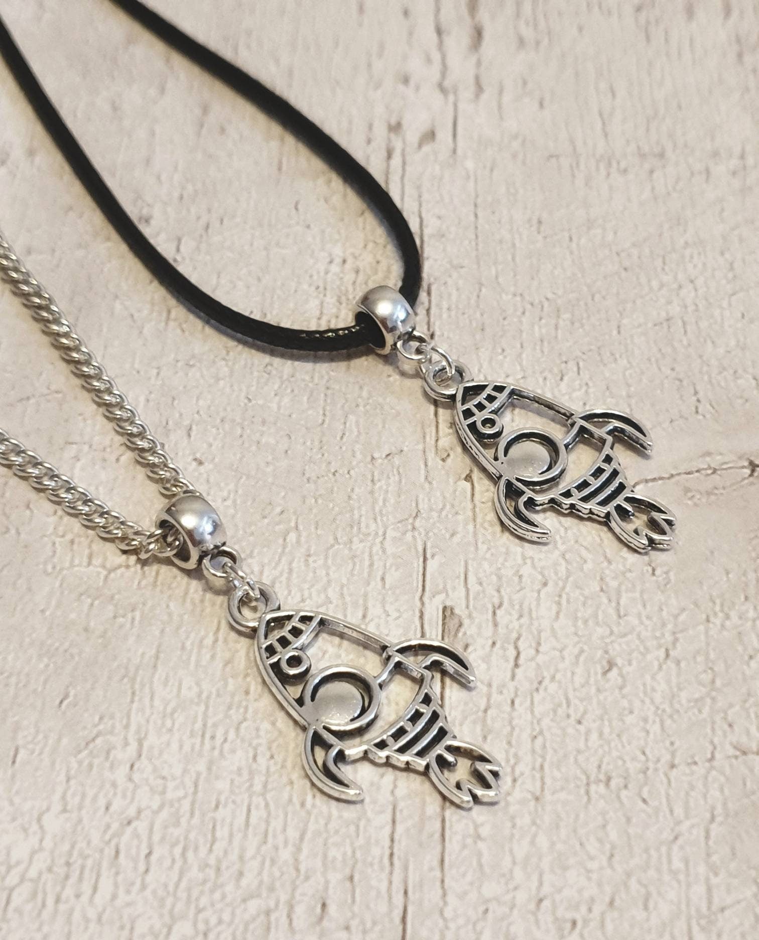 Handmade Antique Silver Rocket Charm Necklace Silver Plated Or Waxed Cord Variable Lengths, Gift Packaged, Space Lover, Spaceship - Premium  from Etsy - Just £5.49! Shop now at Uniquely Holt