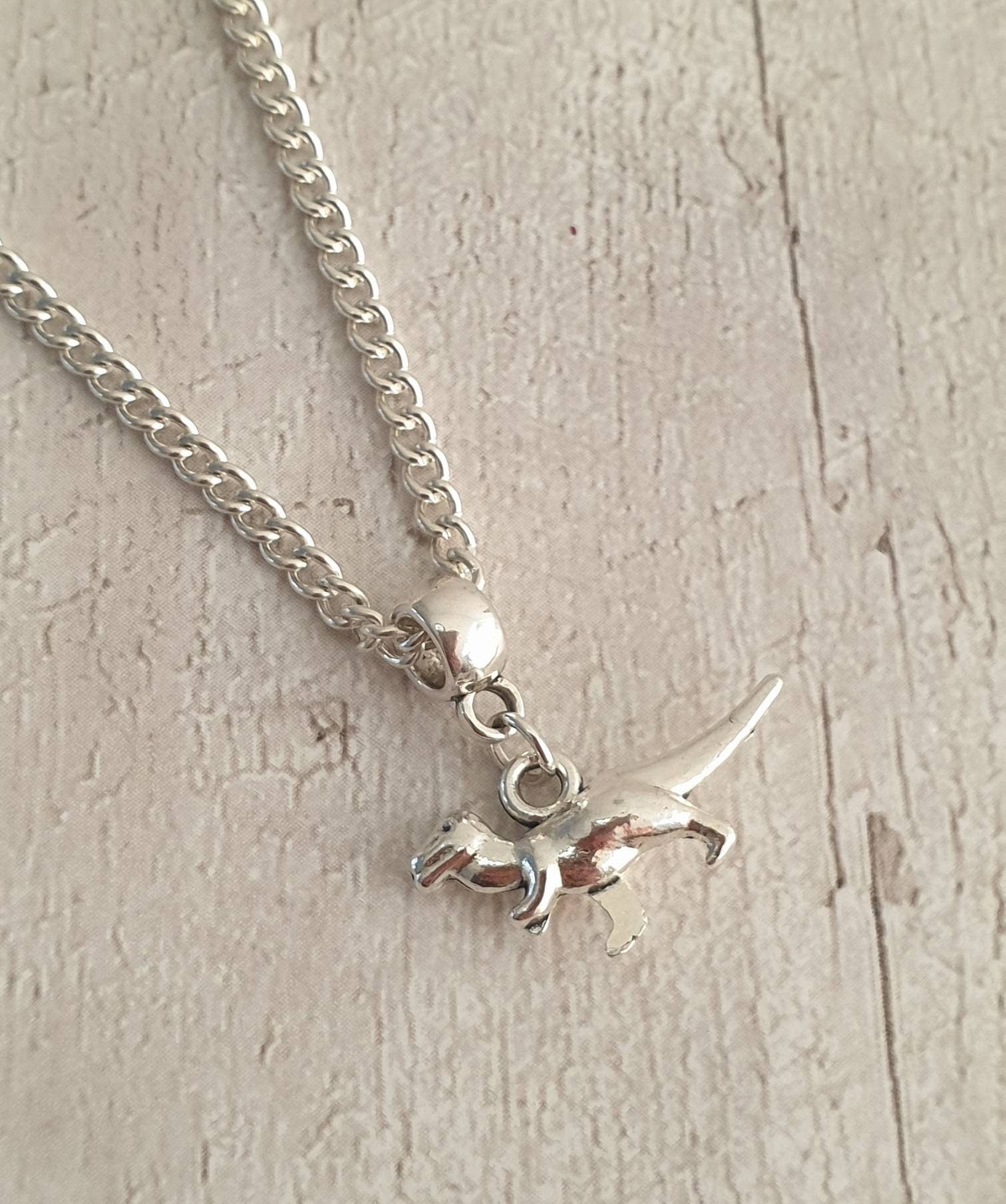 Handmade Antique Silver T Rex Dinosaur Charm Necklace Silver Plated Or Waxed Cord Variable Lengths, Gift Packaged - Premium  from Etsy - Just £5.49! Shop now at Uniquely Holt