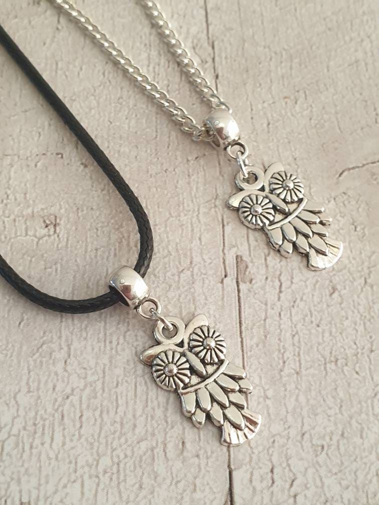 Owl Charm Necklace Silver Plated Or Waxed Cord Variable Lengths, Gift Packaged - Premium  from Etsy - Just £5.49! Shop now at Uniquely Holt