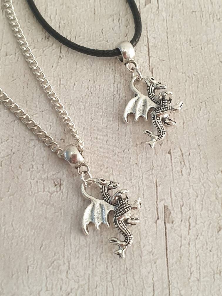 Dragon Charm Necklace Silver Plated Or Waxed Cord Variable Lengths, Gift Packaged - Premium  from Etsy - Just £5.49! Shop now at Uniquely Holt