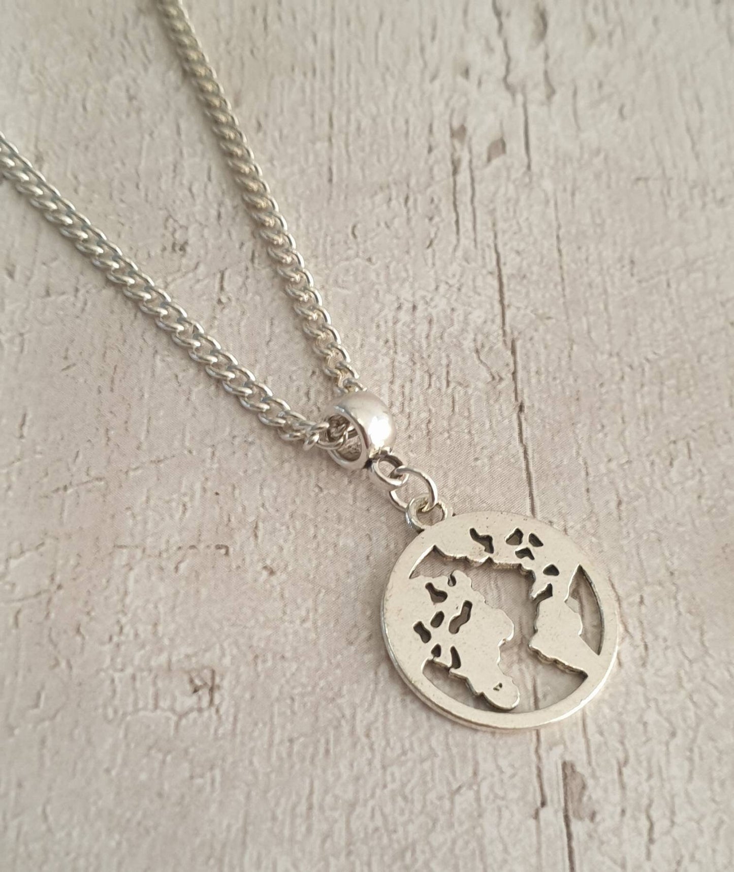 Handmade Antique Silver World Earth Planet Charm Necklace Silver Plated Or Waxed Cord Variable Lengths, Gift Packaged - Premium  from Etsy - Just £5.49! Shop now at Uniquely Holt