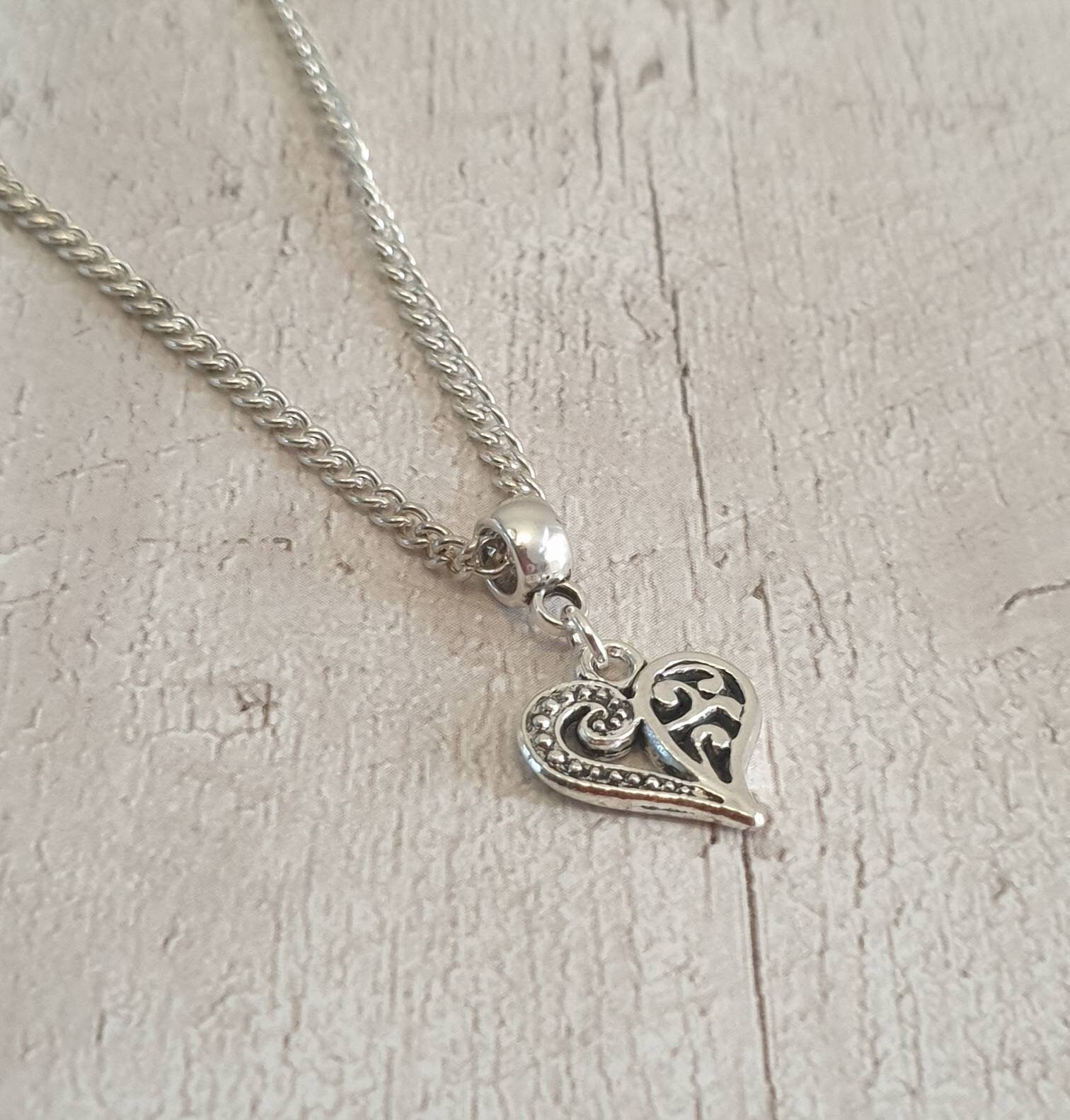 Handmade Antique Silver Heart Charm Necklace Silver Plated Or Waxed Cord Variable Lengths, Gift Packaged - Premium  from Etsy - Just £5.49! Shop now at Uniquely Holt
