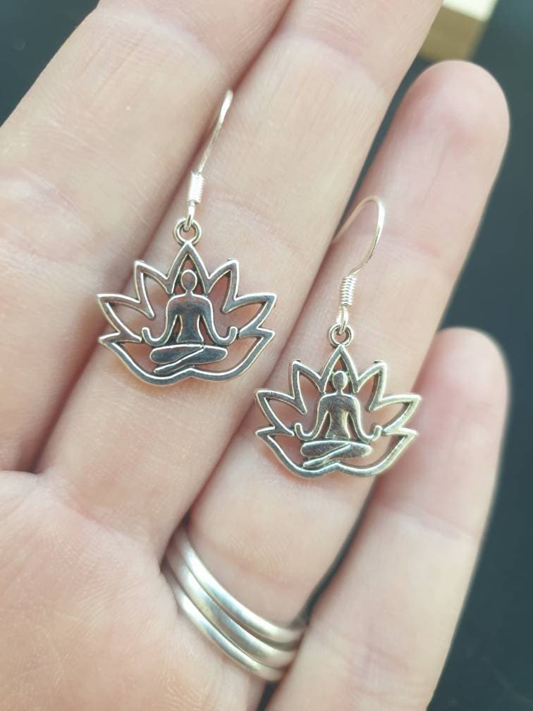 Handmade Antique Silver Lotus Dangly, Charm Earrings In Gift Bag - Premium  from Etsy - Just £4.99! Shop now at Uniquely Holt