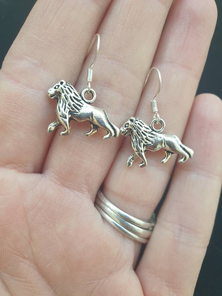 Handmade Lion Dangly Charm Earrings In Gift Bag, Lion Lover, Gifts For Her, Animal Earrings, Safari - Premium  from Etsy - Just £4.99! Shop now at Uniquely Holt
