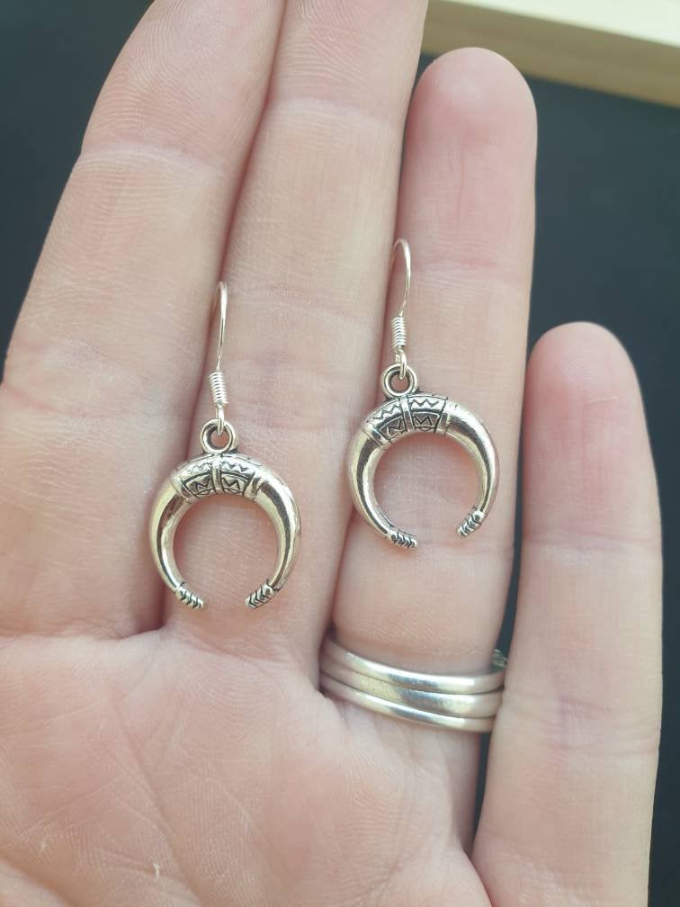 Handmade Crescent Moon Double Horn Dangly Charm Earrings In Gift Bag, Space Lover, Lunar Gifts - Premium  from Etsy - Just £4.99! Shop now at Uniquely Holt